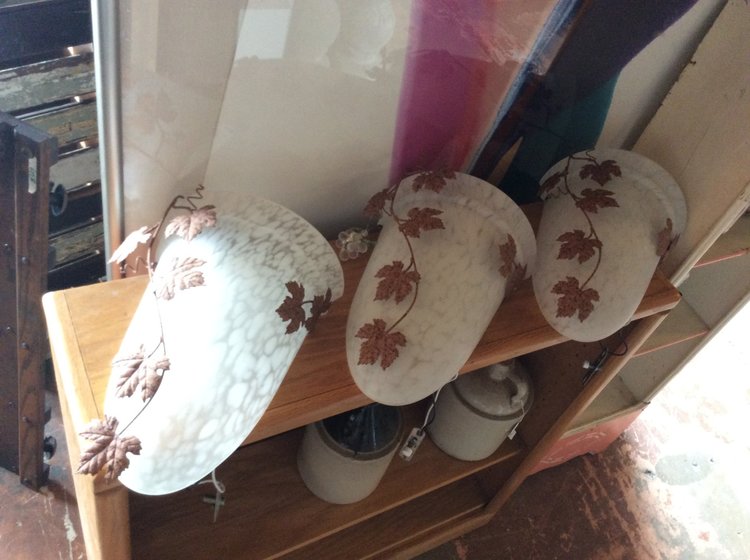 Leaf sconce with white glass shade