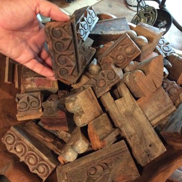 Assorted 19th century carved teak piece