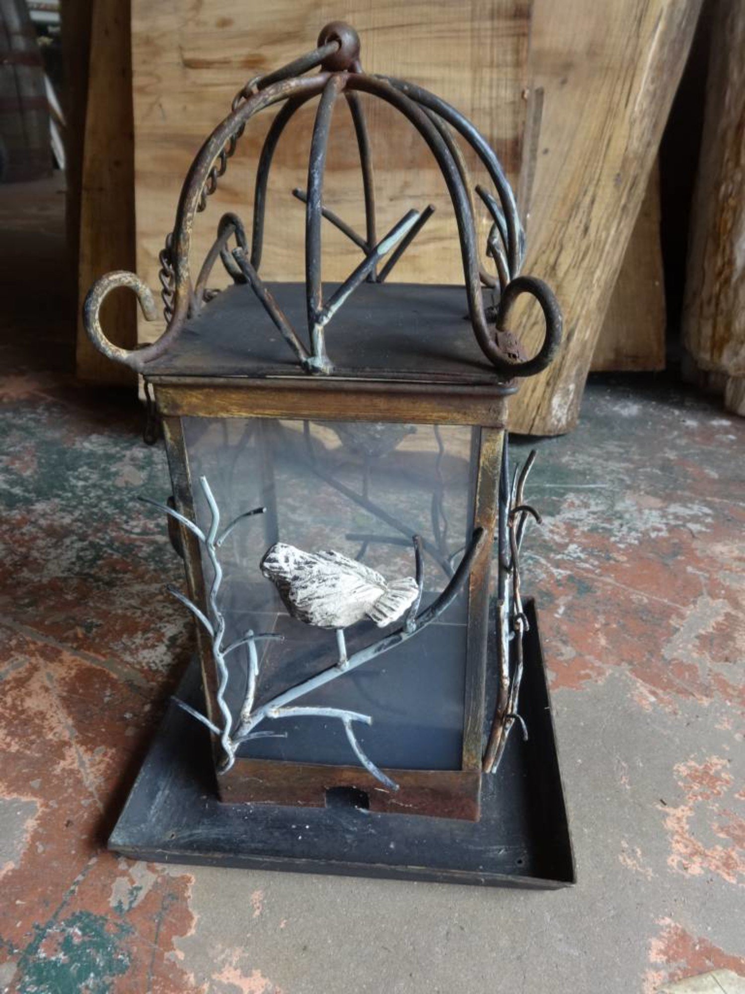 Iron Glass Pane Bird Feeder Sarasota Architectural Salvage 1093