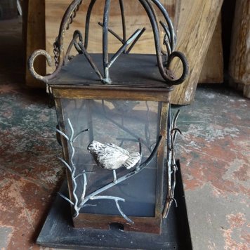 Iron Glass Pane Bird Feeder