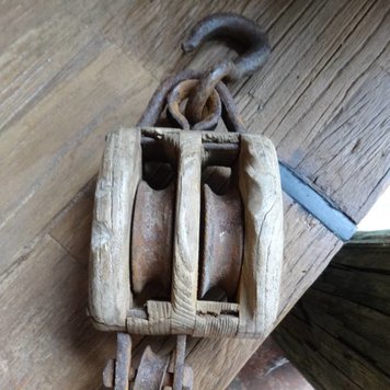 Small Wooden Vintage Pulley
