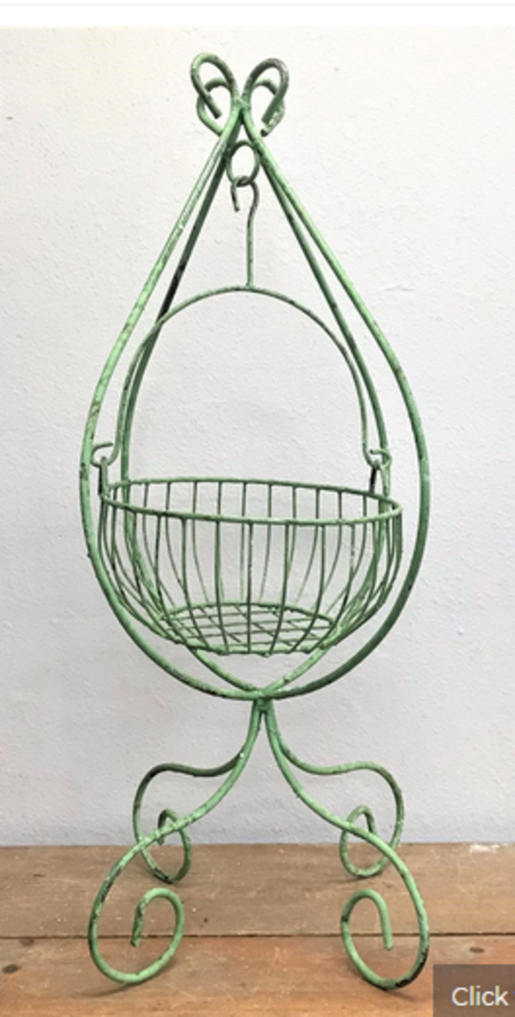 Green Hanging Basket with Stand 35"H x 12"D