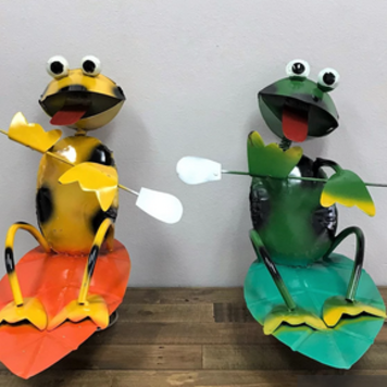 Rowing Frog on Rock Base 18.5" H x 18" L x 18.5" W