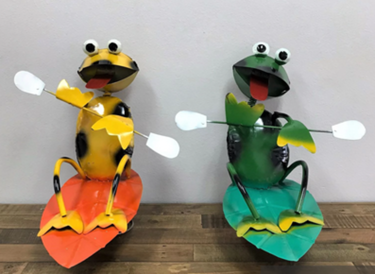 Rowing Frog on Rock Base 18.5" H x 18" L x 18.5" W