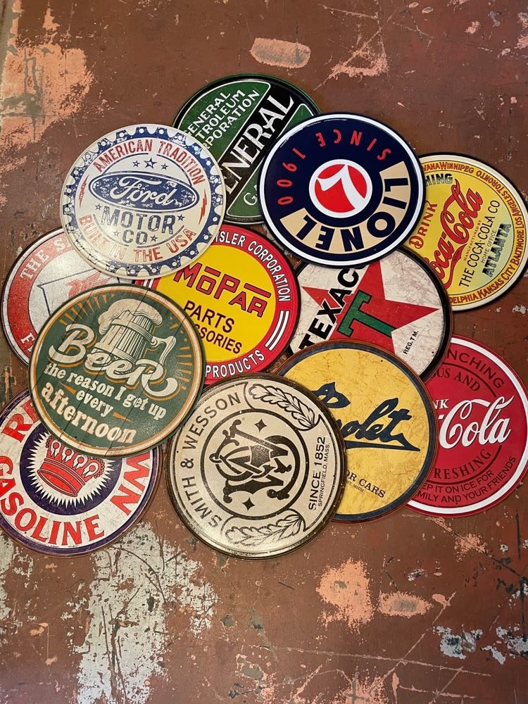 Assorted Tin Signs Round