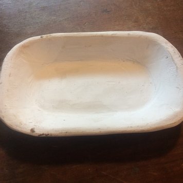 White Wood Oval Bowl