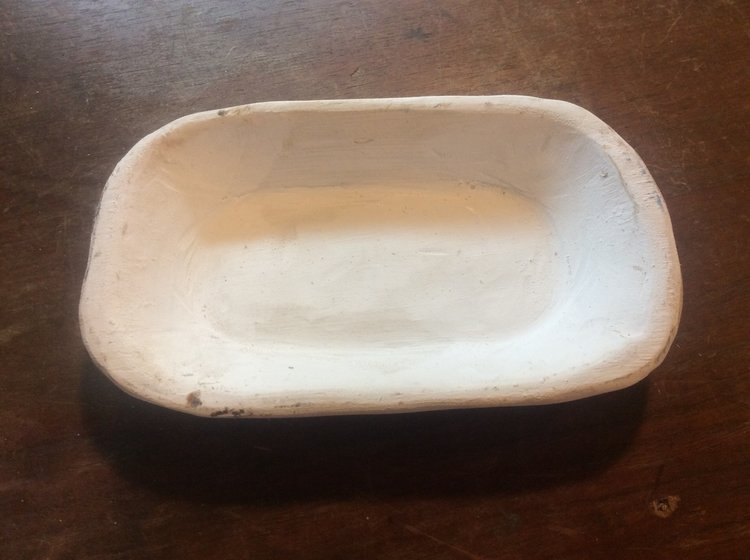 White Wood Oval Bowl