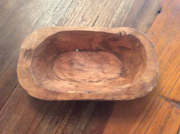 Brown Wood Oval Bowl