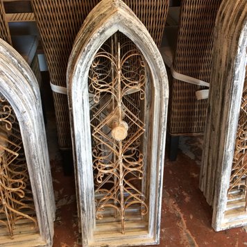 White/grey wood & iron window MD 33"x11"