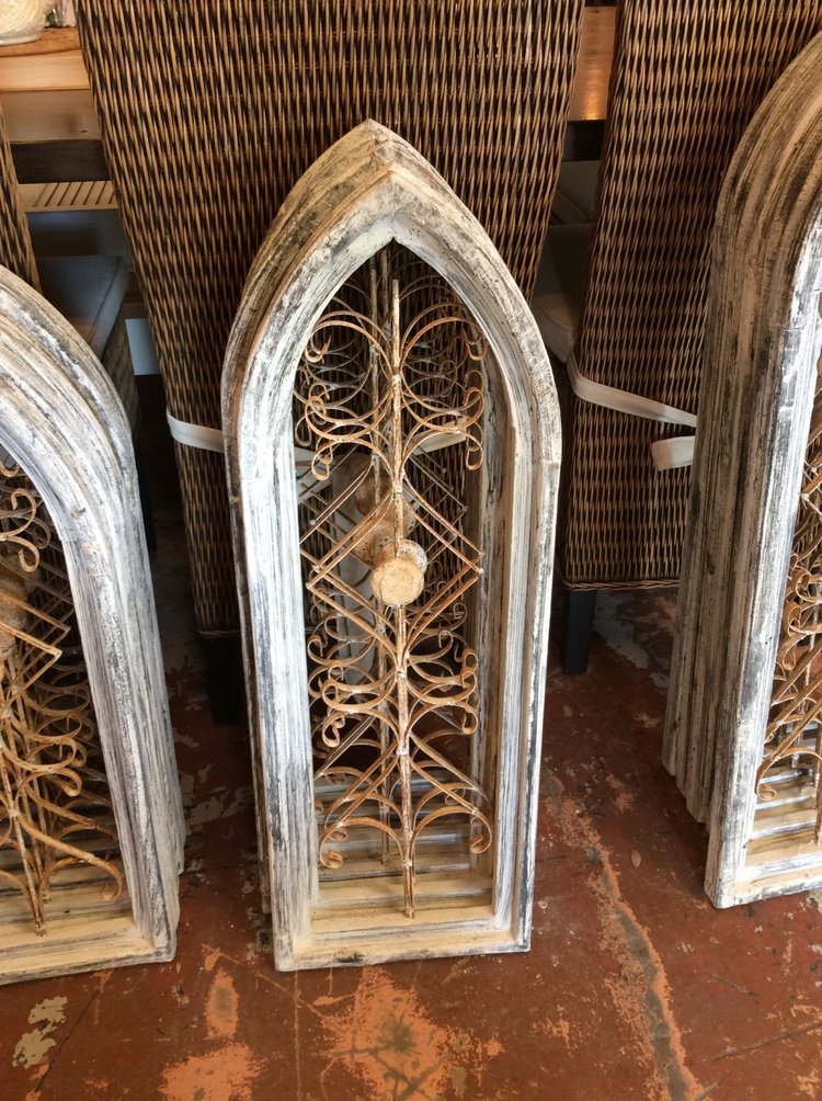 White/grey wood & iron window MD 33"x11"