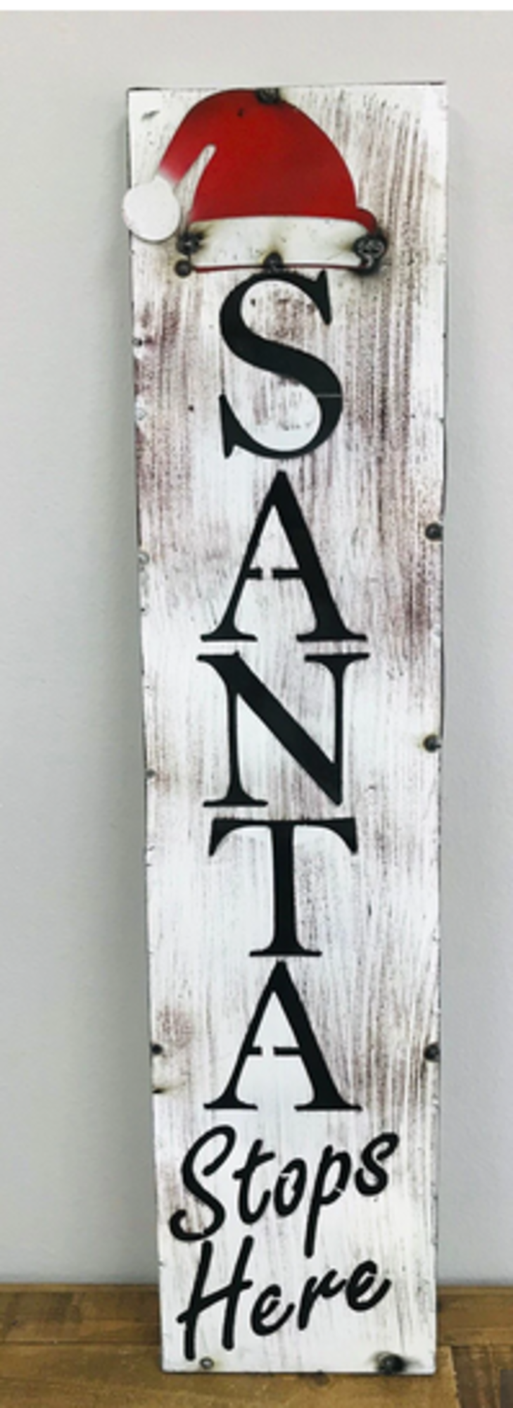 Santa Stops Here Sign 43.5" H x 10" L x 1" W