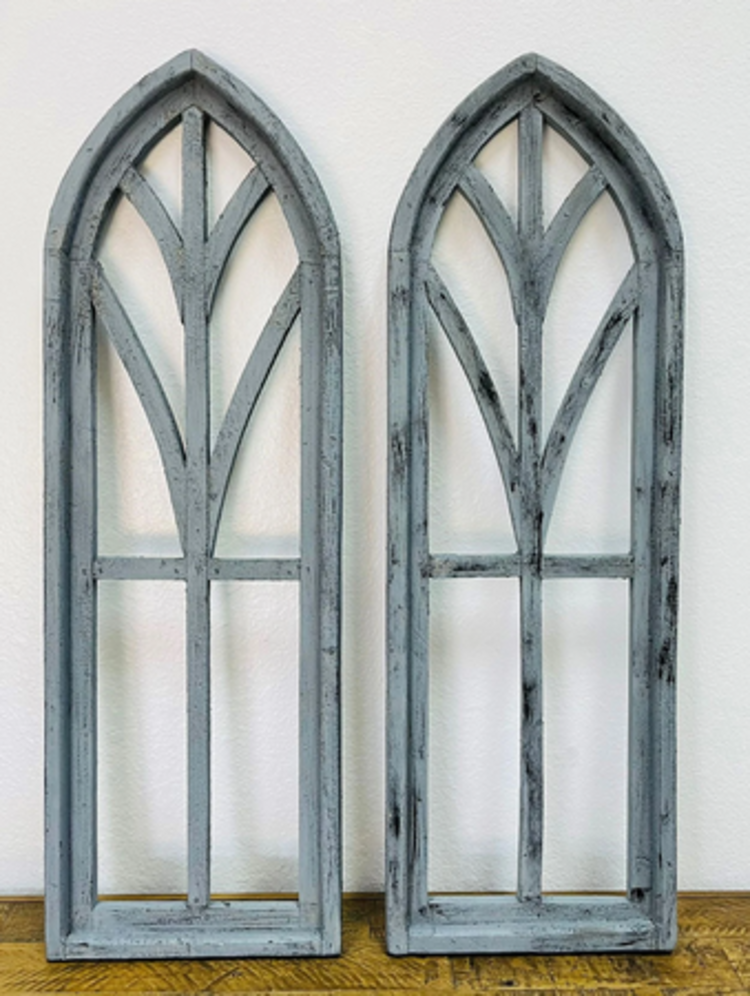 Light Gray Clevedon Wood Window 36.5" H x 12" L x 1.5" W