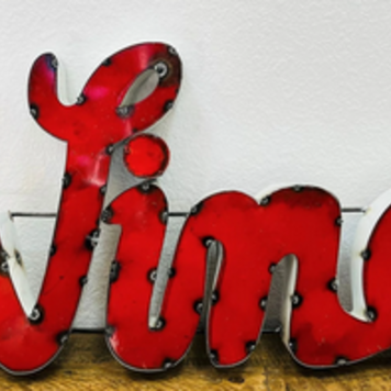 SM Red Cursive Wine 14"H x 30"L