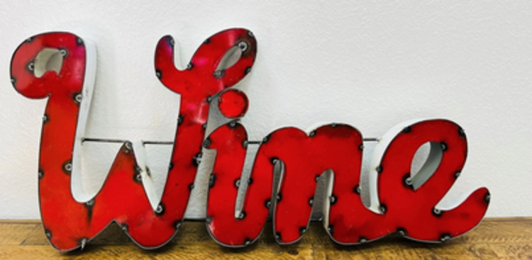 SM Red Cursive Wine 14"H x 30"L