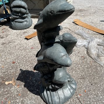 Quad Dolphins 21"h x 10"w x 8"dia ( Shown Stained; Comes Unfinished)