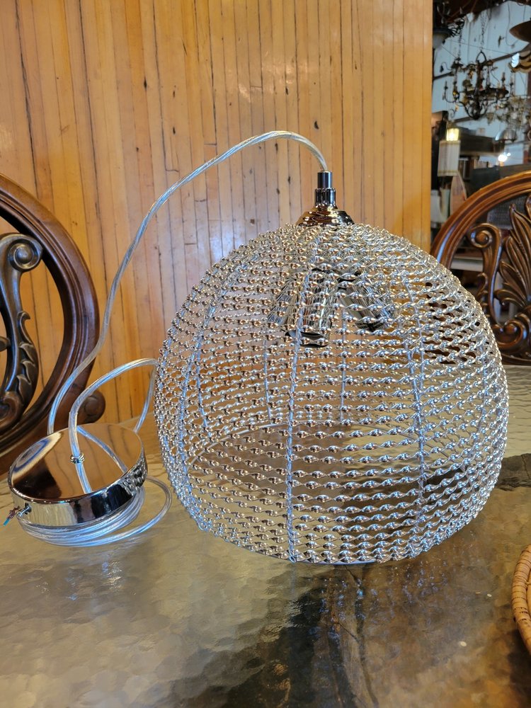 Chrome Twisted Metal Dome Pendant Light