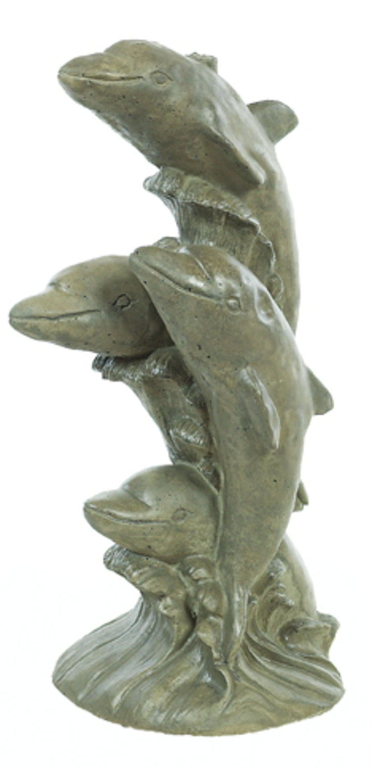 Quad Dolphins 21"h x 10"w x 8"dia ( Shown Stained; Comes Unfinished)