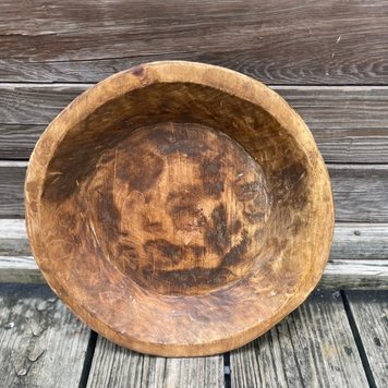 Carved Wood Round Bowl