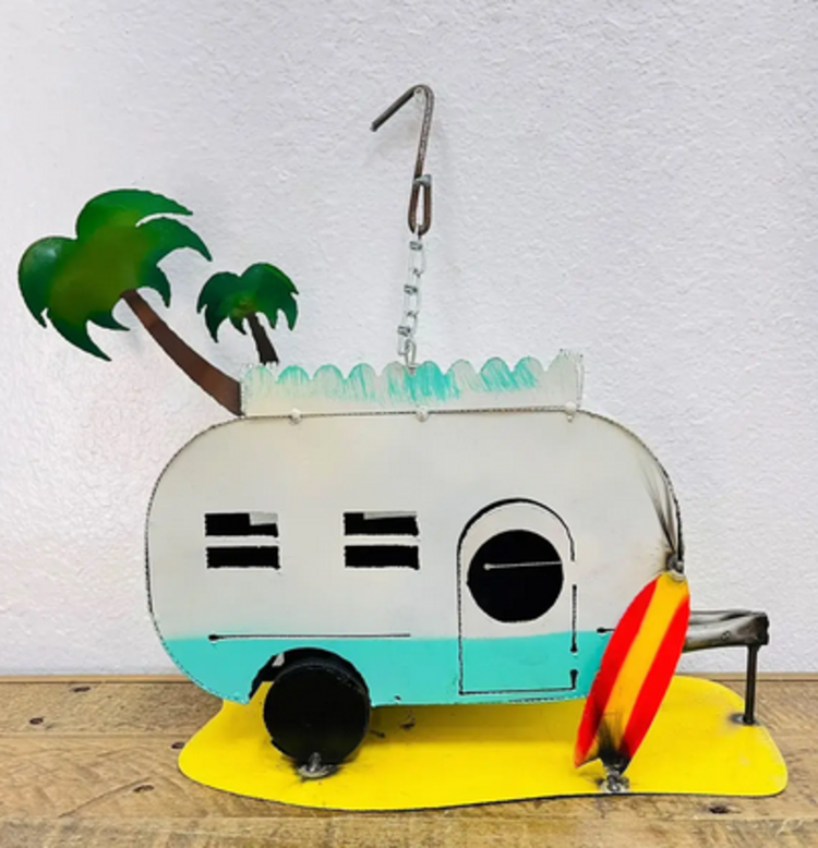 Beach Camper Birdhouse 12" H x 16" L x 7" W
