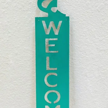 Turquoise Mermaid Welcome Sign     16" H x 3" L