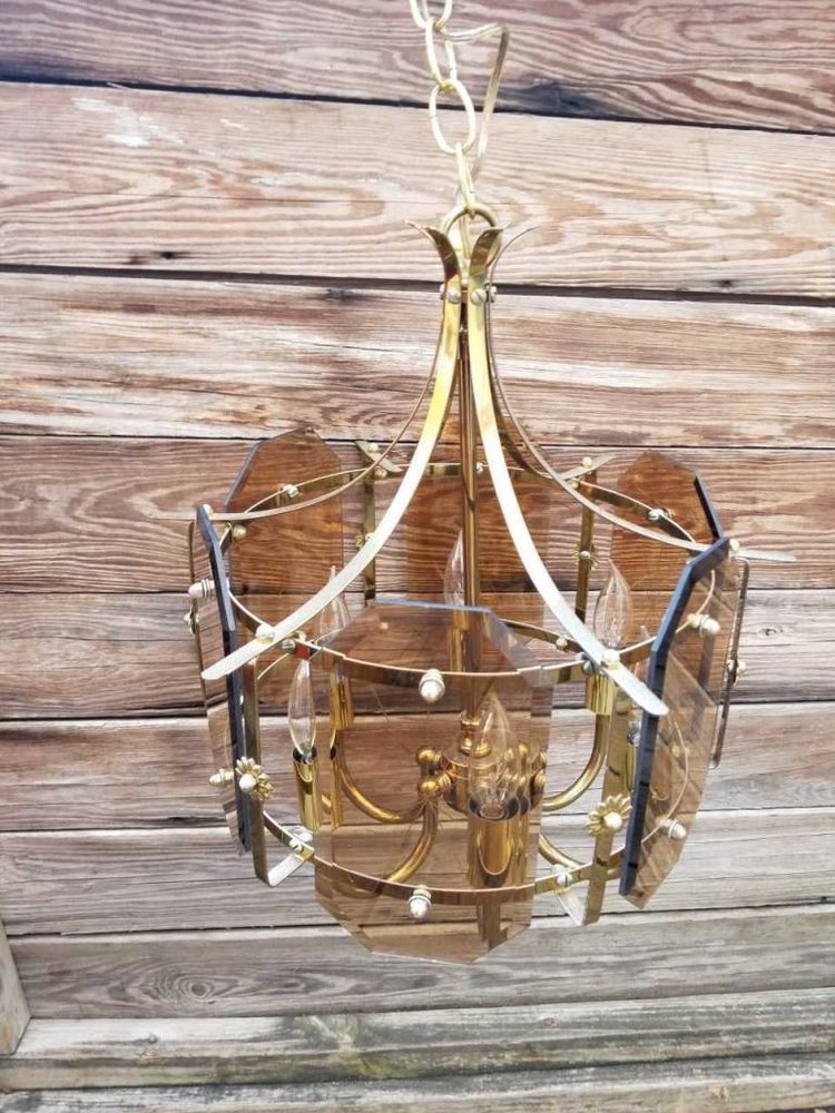 Glass/ Brass Pendant Light