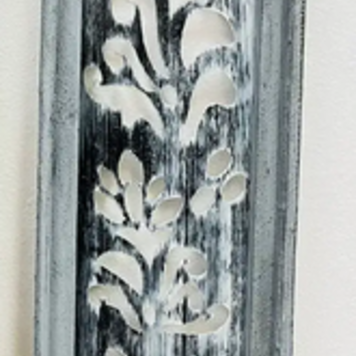 Gray Wood & Metal Decorated Window 38" H x 11.5" L x 1.5" W