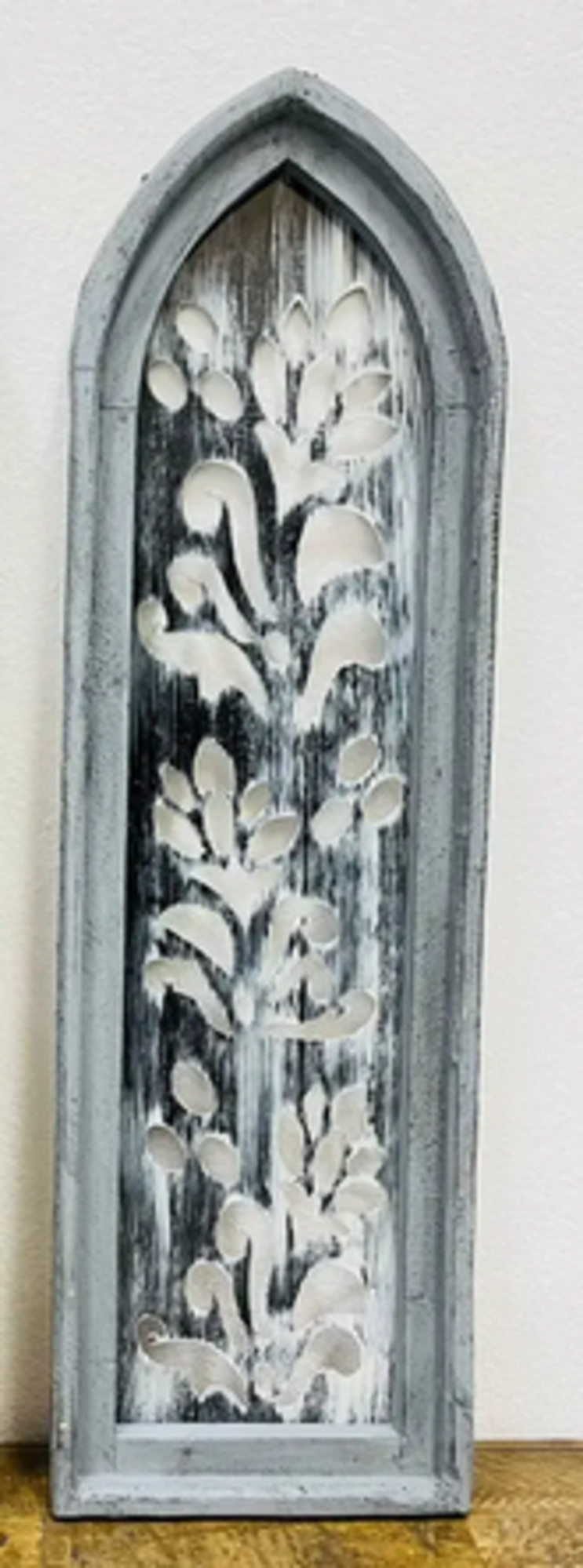 Gray Wood & Metal Decorated Window 38" H x 11.5" L x 1.5" W