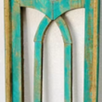 LG Turquoise Campden Wood Window 32.5" H x 12.5" L x 1.5" W