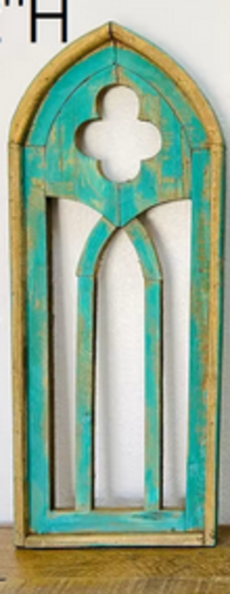 LG Turquoise Campden Wood Window 32.5" H x 12.5" L x 1.5" W