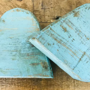 Turquoise Wood Heart 6.5" H x 6" L x 1 1/4" W