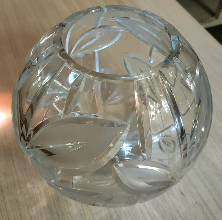 Sale Crystal Glass Ball Vase Hand Cut