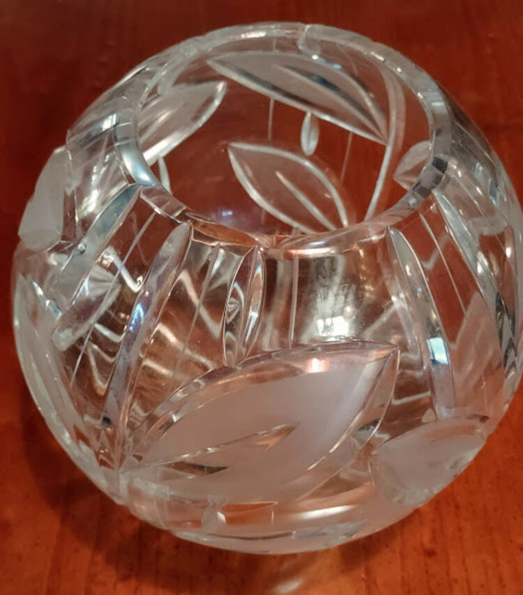 Sale Crystal Glass Ball Vase Hand Cut