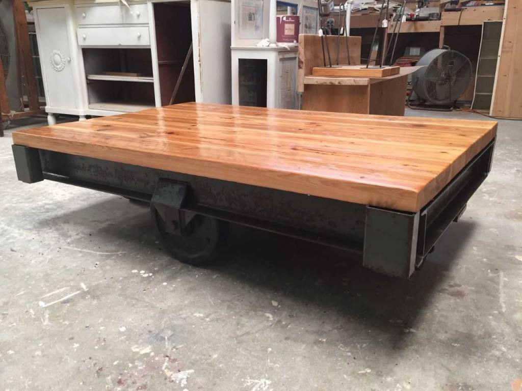 Pecky Cypress Cart Coffee Table