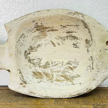 White Fish Wood Bowl 2" H x 11.5" L x 8.5" W
