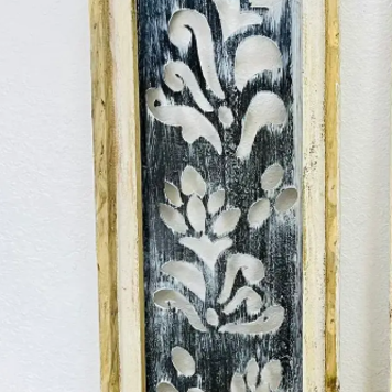 White Wood & Metal Decorated Window 38" H x 11.5" L x 1.5" W