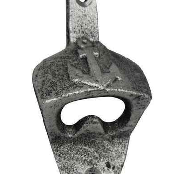 Antique Silver Cast Iron Wall Mounted Anchor Bottle Opener 2" L x 2" W x 3" H