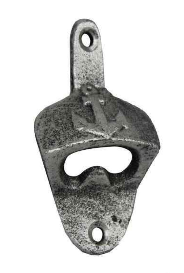 Antique Silver Cast Iron Wall Mounted Anchor Bottle Opener 2" L x 2" W x 3" H