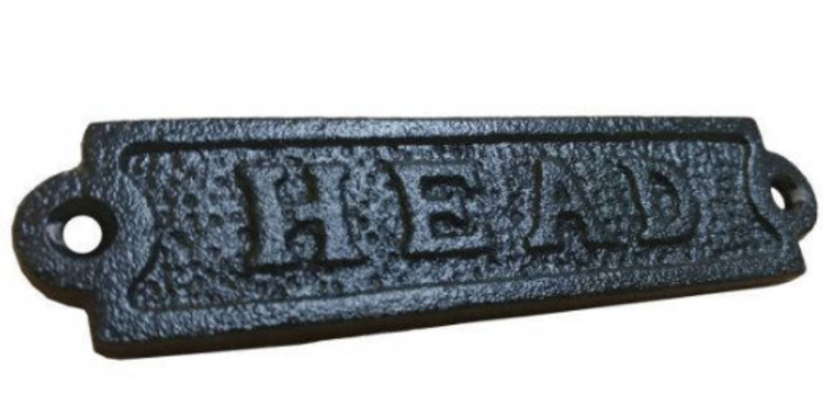 Rustic Black Cast Iron Head Sign 6" L x 1" W x 1" H