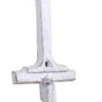 Whitewashed Cast Iron Number "1" Wall Hook