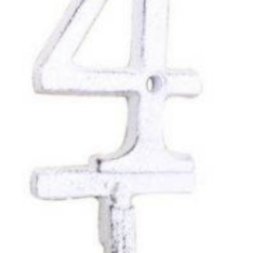 Whitewashed Cast Iron Number "4" Wall Hook