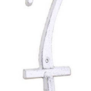 Whitewashed Cast Iron Number "7" Wall Hook
