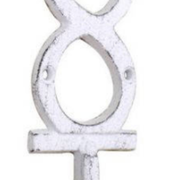 Whitewashed Cast Iron Number "8" Wall Hook