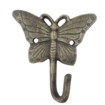 Rustic Gold Cast Iron Butterfly Hook
