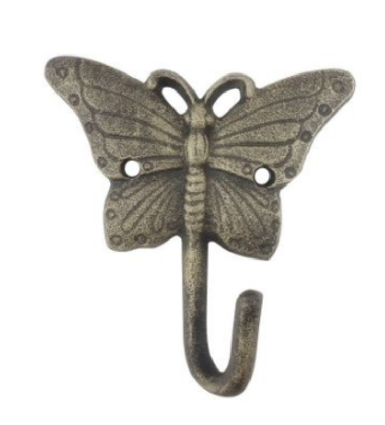 Rustic Gold Cast Iron Butterfly Hook