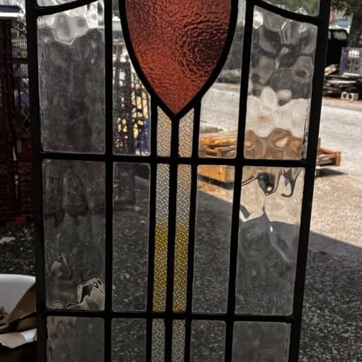 Stained glass jester and princess - Sarasota Architectural Salvage