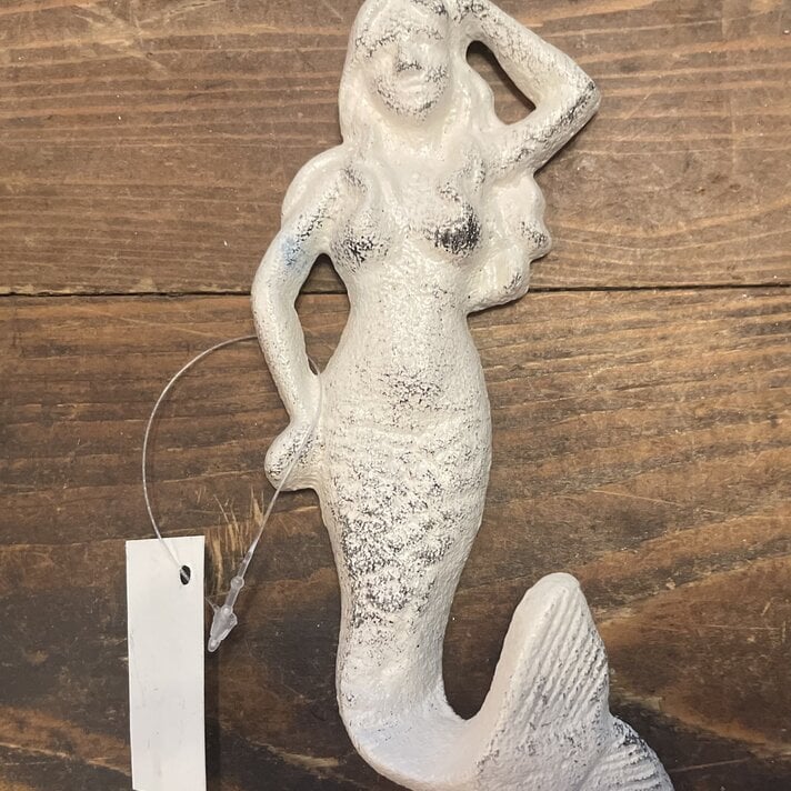 Metal Mermaid Wall Decor with 7 Hooks