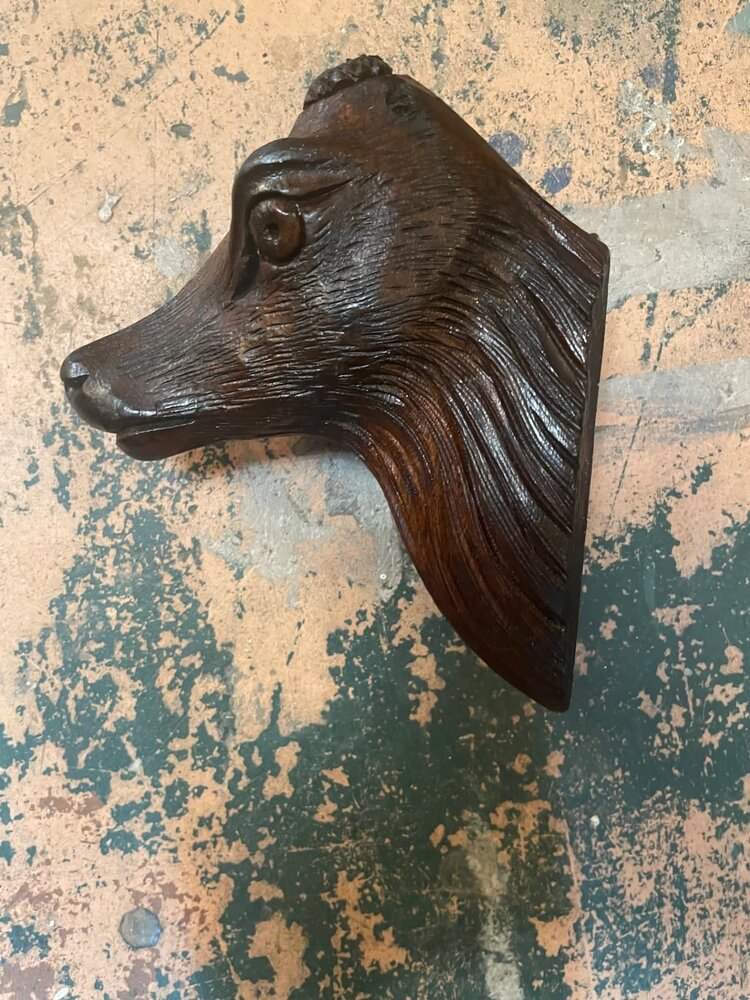 European Carved Wood Horn Mount