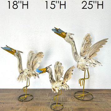 Antique White Egret  LG: 18"L x 9"W x 25"H