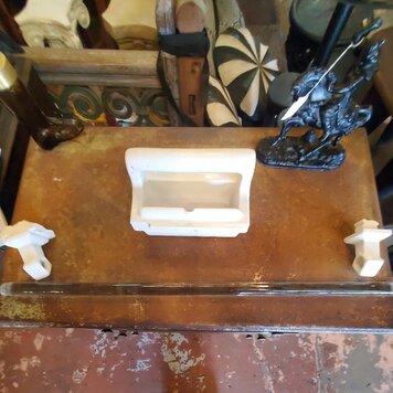 Classic Towel bar glass and soap dish porcelian - wall mount set