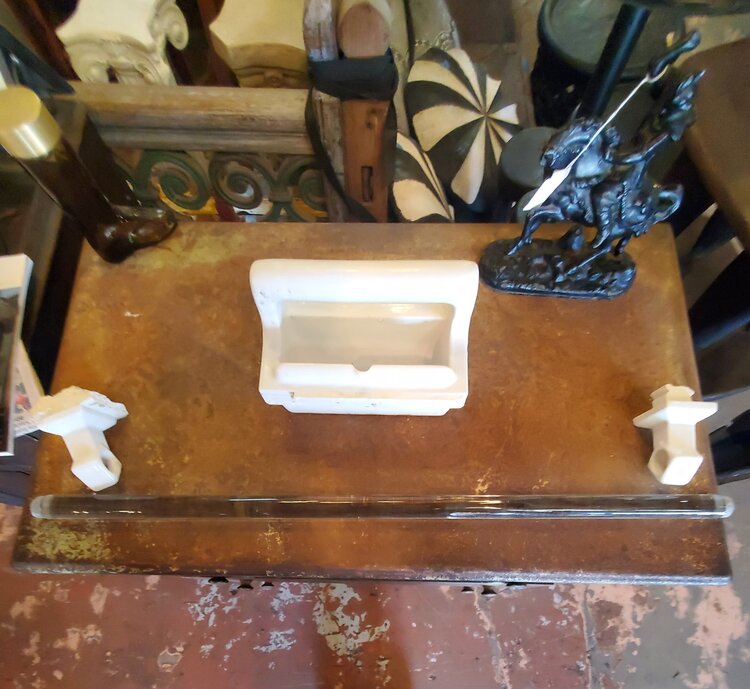 Classic Towel bar glass and soap dish porcelian - wall mount set